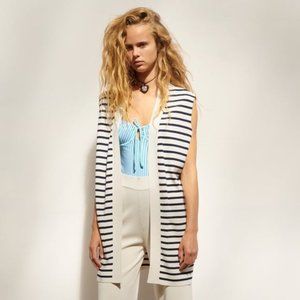 Zara Striped Open Front Knit Vest